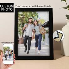 1 pieza, foto personalizada, marco de madera con plexiglás pulido, estilo Día de San Valentín, póster de arte impreso en lienzo personalizado, perfecto para familias, parejas, recuerdos de mascotas y un regalo perfecto para aniversarios