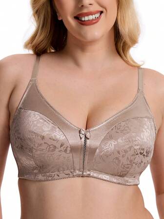 Wingslove Women's Full Coverage Wireless Minimizer Bra Non Padded Comfort Bras Plus Size Floral Pattern