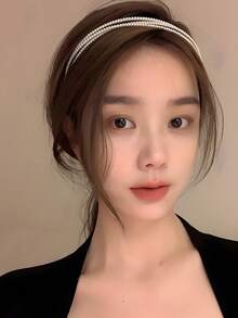 1pc/5pcs Thin Metal Hair Hoops, Side Headband For Outings, Parties, Street Style, Minimalist European Design Hair Accessories, Bow Accessories, White Headband, Hair Accessories, Hair Band,Hairband For Women Head Accessories