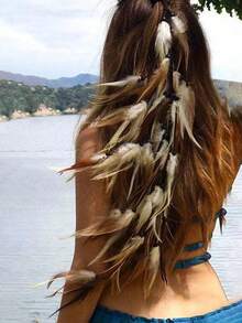 1pc Exaggerated Feather Headband, Bohemian Style Women's Halloween Hair Accessory - Multicolor - View 1