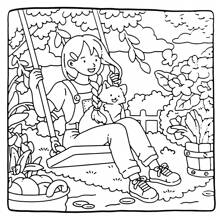 1pc CAT&CHILL Puzzle Stress Relief, Adult Coloring Book, Content Containing Girls And Pet Friends Making Pizza, Drinking Afternoon Tea And Taking Photos And Other Comfortable Scenes, The Pattern Is Exhaust And The Lines Are Clear, Coloring Book, Back To School, School Supplies, Bestie Gifts