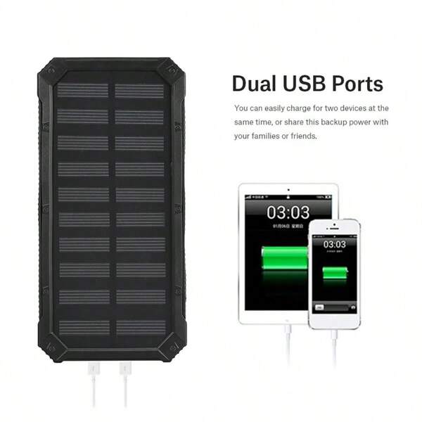 Carregador Solar Portátil de 20000mAh, Kit Case para Carregador Portátil de Carregamento Rápido por USB