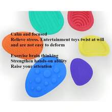 1/2/3/5pcs,Vibrant Sensory Stones | Colorful & Textured Design | Ideal For Party Favors, Classroom Prizes, & Stress - Relief | Promote Sensory Stimulation, Calming Fidget | Sensory Fidget Stones | One - Size - Fits - All - 隨機色 random color - 查看 8