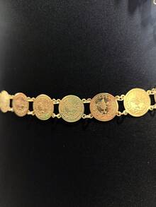 1pc Fashionable Moroccan Middle Eastern Ottoman Pattern Metal Waist Belt For Women, Adjustable Length Lobster Clasp Chain, Suitable For Weddings, Banquets, Festivals & Parties (2 Chain Pendants Randomly Sent) - Waist Chain - View 5