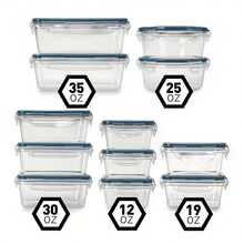 12pcs Plastic Food Storage Containers With Airtight Lids Microwave Dishwasher Friendly - Transparent - View 1