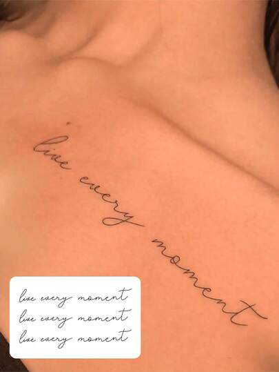 1 peça de tatuagem temporária de ervas lavável e com duração de 7 a 14 dias, com design de letras em escrita fluida, adequada para homens e mulheres