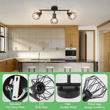 Retro Iron Pendant Light, Rotatable Ceiling Lamp, E27/E14 Bulb, Suitable For Living Room, Dining Room, Bedroom, Kitchen, Hallway, Coffee Shop, Art Gallery, 85-265V - Rotatable Iron Cage Chandelier - View 7