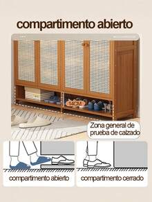 Zapatero de Bambú y Placa Compuesta - Modelo 8 Niveles, Ideal para Entrada - Multicolor - Ver 8