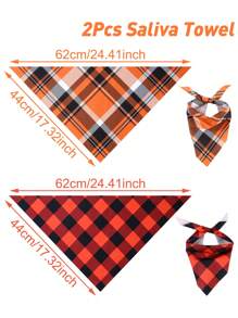 2pcs Fall Dog Bandanas, Thanksgiving Decoration Saliva Towel, Orange & Red & Balck Buffalo Plaid Pet Scarf, Festival Holiday Halloween Bandana For Puppy Medium And Large Dogs Pet Supplies,Autumn Party Favors,24.4 X 17.3 Inches