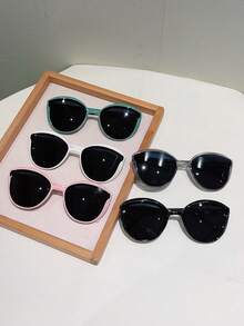 1 副女士新款猫眼形粉色时尚眼镜多层框架设计绿色装饰眼镜简约风格设计大尺寸全框女士配饰眼镜猫眼形墨镜