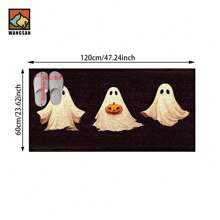 1 pièce Tapis antidérapant de salle de bain avec motif de citrouille fantôme d'Halloween, en matériau de cachemire artificiel, avec décoration moelleuse, convient pour les portes, les salles de bain, les cuisines et autres occasions, lavable en machine, antidérapant, décoration quotidienne, peut être offert en cadeau