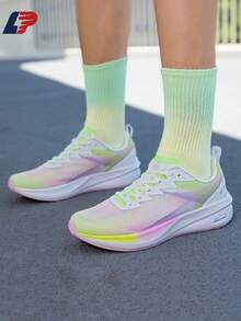 LPMX 1 双跑步鞋防滑耐磨透气支撑碳板低帮跑步鞋男士户外徒步跑步粉红绿色 - 粉綠 - 查看 1