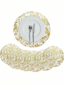 100pcs/Pack 13-Inch Round Gold Metallic Foil Placemats, Disposable Shiny Gold Placemats For Home Decor, Party, Wedding, Christmas, Thanksgiving, Valentine's Day Table Centerpiece