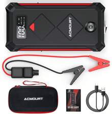 Avviatore per auto P100, pacco batteria al litio da 3000 A di picco per motori fino a 10,0 l a benzina o 8,0 l, pacco batteria portatile sicuro da 12 V con schermo e luce a LED.
