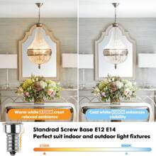 6 pezzi di lampadine a LED a fiamma C35 da 4W, equivalente a 40W, attacco E12/E14 a candela, dimmerabili, a forma di candela vintage, per lampadari, lampadari a soffitto e decorazioni per la casa