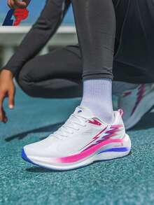 LPMX 1 双女式跑步鞋耐磨运动鞋健身房足弓支撑透气轻便舒适坚固支撑碳板步行训练系带低帮鞋适合徒步训练 - 粉色 - 查看 5