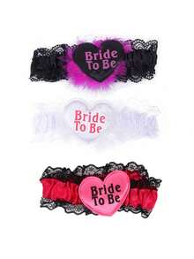 Lace Elegant Wedding Garter With Rhinestone Heart Decoration And Bow Bridal Garter Belt, Wedding Decoration Set– Bridal Leg Accessory For Wedding Season- Bridal Shower - Bride To Be - Bachelorette Party - Bridesmaid Gift - Multicolor - View 5