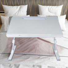 Lapdesk Foldable Laptop Bedside Table With Drawer, Height And Angle Adjustable, 60*40*27-40cm - 灰色 - 查看 3