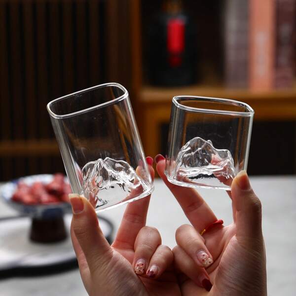 [Ins Iceberg Cup] High Borosilicate Square Glass Cup, High Temperature And Explosion-Proof Cold Water Cup, 3D Glacier Art Cup Bottom, Coffee, Tea, Whiskey Cup, 125ml/180ml Dual Capacity (Optional Gift Box), Suitable For Cold And Hot Drinks, Weddings, Restaurants, Bars, Clubs, Family Gatherings, Can Be Given As A Unique Gift For Boyfriends And Father's Day, Birthday Gifts, Partner Gifts