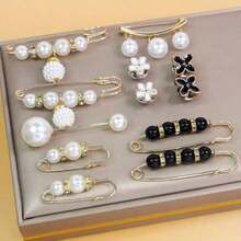 12pcs Waist Clip Brooches For Fixing, Preventing Exposure On Low-Cut Dress And Decorative For Coat, Cardigan, Sweater - trắng - Xem 2