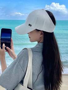 2/1pc Women's Solid Color Wide Brim Baseball Cap, Sunscreen Comfort Horse Hat With Pony Tail Hole, Outdoor Wear Fashion Comfort Women's Summer Breathable Sun Hat, Outdoor Pony Tail Hat, Adjustable Sports Hat, Empty Top Design, Fashion Bucket Hat For Hiking Fashion Sun Hat, Adjustable Breastless Beach Hat, Breathable UV Protection Backless Horse Tail Hat, Outdoor Fashion Hat