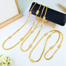 Collar largo de boda diseño árabe chapado en oro 21k, joyas islámicas de Dubai para mujeres, novias, compromiso y fiestas, joyería italiana