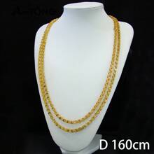 Collar largo de boda diseño árabe chapado en oro 21k, joyas islámicas de Dubai para mujeres, novias, compromiso y fiestas, joyería italiana