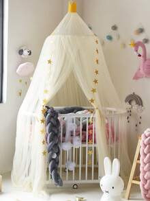 Baby Crib Mosquito Net Canopy, Children Crib Bedding Dome Tent, Princess Bed Decor For Girls, Anti-Insect (Excluding Stars)