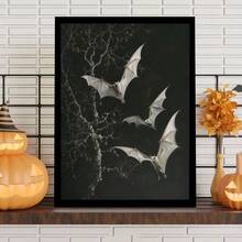 1 tấm áp phích in, tranh vải nghệ thuật treo tường hình con dơi và hoa hồng cổ điển Gothic thanh lịch để trang trí nhà cửa, phòng khách, phòng ngủ, quán cà phê hoặc văn phòng, một món quà lý tưởng, có khung - Nhiều màu - Xem 12