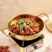 Utensilios de cocina de acero inoxidable, cacerola, ollas secas con, cocina casera, cacerola de Paella, olla de arroz para mariscos, platos para aperitivos de Picnic - Plateado - Ver 7