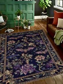 1 件超大风格区域地毯 - 复古美学，Oushak 设计，海军蓝，带花卉和蝙蝠图案，客厅地毯，地毯，客厅区域地毯，区域地毯，垫子，家居装饰，大客厅地毯 - 彩色 - 查看 3