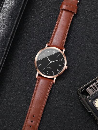 1pc Business Numeric Dial Quartz Wrist Watch, Stylishly view 6