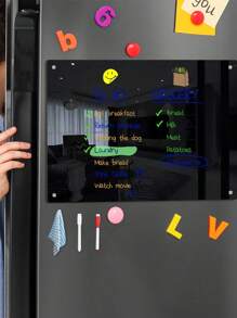 1 pièce de tableau blanc magnétique acrylique 3D noir (avec 1 chiffon efface de couleur aléatoire et 1 stylo blanc et 1 stylo rouge de tableau blanc magnétique inclus), planificateur hebdomadaire/mensuel, tableau de plan vierge, bloc-notes magnétique réutilisable pour réfrigérateur, fournitures scolaires, rentrée scolaire