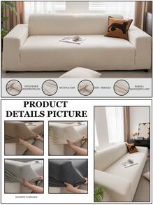 1pc Solid Color Stretch Sofa Cover, Simple Style Pet Friendly Anti-Slip Anti-Dirt Anti-Scratch, Suitable For All Seasons, Washable, For 1/2/3/4 Seater Sofas In Living Room, Bedroom, Study