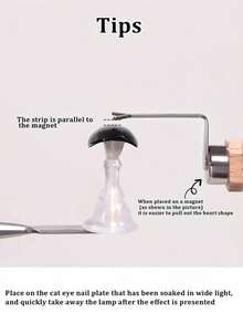 2件套心形猫眼美甲工具套装，含2个圆柱形磁铁，低致敏性，无磁性，是喜爱猫眼美甲的女士的最佳节日礼物，适合美甲沙龙和美甲店打造猫眼美甲，美甲用品，美甲工具，美甲工具，返校季必备 - 銀色 - 查看 4