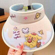 Sanrio 1PC Sanrio Cartoon Character Sun Hat, Featuring Hello Kitty, Hello Kitty, And Yugui Dog Patterns, Adjustable Polyester Fiber Top Hat, Suitable For Outdoor Activities, Cute Breathable Sun Hat, Summer Travel