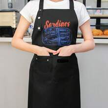 Saidines Dual Waterproof Oilproof Kitchen Chef Aprons With Pockets For Men Women, Adjustable Cooking Apron - 黑色 - 查看 5