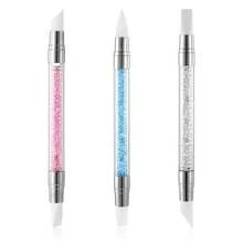 3 Pcs Nail Art Sculpture Pen, Dual Tipped Silicone Nail Tools, Silicone Acrylic Handle Nail Art Brushes, Nail Polish Carving Pen, Nail Art Tools Home Salon(White, Pink, Orange) - 白色,粉紅色,藍色 - 查看 3