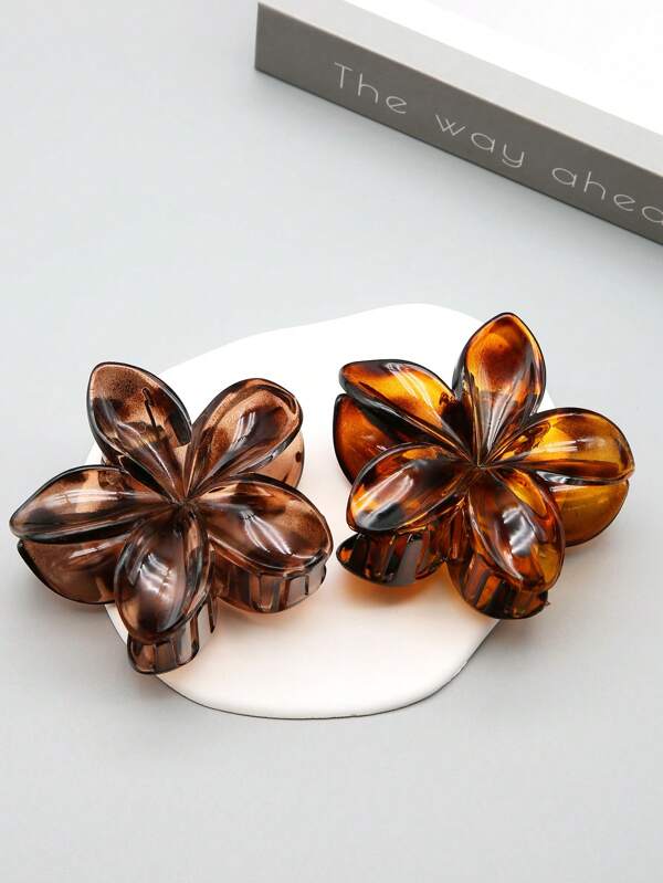 Set de 2 piezas de pasadores de pelo elegantes y vintage con estampado de leopardo y flores transparentes, adecuados para trenzas, coletas, recogidos, uso diario, viajes, vacaciones y eventos