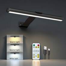 1 pièce, Applique murale rechargeable à LED, Éclairage avant de miroir à la maison, Éclairage de peinture, Éclairage d'affichage d'art, Avec télécommande, 3 températures de couleur et luminosité réglable, Convient pour cadre, peinture à l'huile, cible de fléchettes, éclairage de bureau