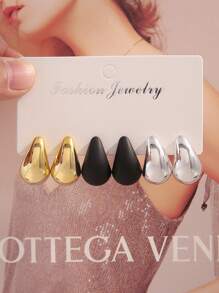 6pcs/Set Classic And Fashionable Multicolor Teardrop Stud Earrings For Women, Ideal For Dating, Vacation, Daily Wear And Gift Jewelry