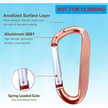 Cute Carabiner Clip, 3 Aluminum Alloy Caribeener D Ring, Spring Snap Hook Keychain Clip - 2pack Rose Gold - View 4