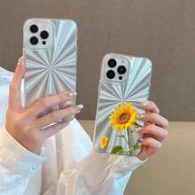 Bright Yellow Sunflower Single Bloom White Background-Angle-Changeable Firework Phone Case|Multi-Dimensional Sparkle Effect |Anti-Slip, Shockproof For IPhone [X/11/12/13/14/15/16 Pro Max], Girls Aesthetic Accessories - White - View 4