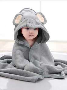 1 件男女通用婴儿动物面部连帽毛巾，独特动物设计婴儿连帽毛巾，超柔软新生儿浴巾，婴儿必备连帽毛巾，四季儿童浴袍斗篷，珊瑚绒卡通动物婴儿连帽浴巾