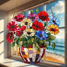 Vibrant Mohnblumen Acryl Sonnenfänger - Sonnenblumen Fensteraufhängung Dekoration für Zuhause & Garten, ideales Geschenk für Blumen Enthusiasten, Kein Stromanschluss benötigt, perfekt für Wohnzimmer, Büro und Außenbereiche
