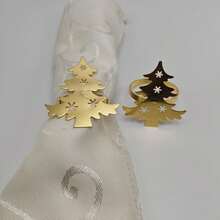 Anillos para servilletas de árbol de Navidad de metal hueco premium, portaservilletas sencillos, disponibles al por mayor