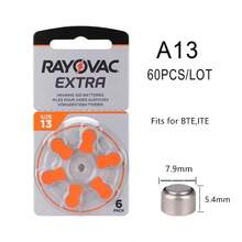 Hearing Aids Battery A13 13A 13 P13 PR48 1.45V RAYOVAC EXTRA Zinc Air Batteries For BTE CIC RIC Sound Amplifier Earphones - A13 - View 2