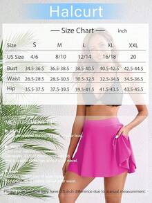 Halcurt Women's High Waisted Ruched Ruffle Swim Skirt With Shorts Tummy Control Tankini Swim Skort Bikini Swimsuit Bottoms - Hot Pink1 - View 6