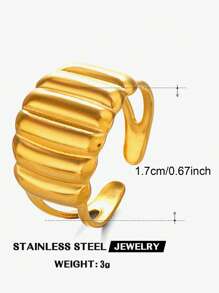 1 peça de anel de aço inoxidável banhado a ouro estilo palácio, luxuoso, listra vertical, dourado, titânio, design minimalista exclusivo para dedo, versátil