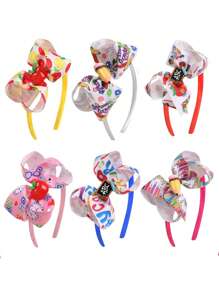 1pezzo/6pezzi Cerchietto con fiocco per ragazze per il ritorno a scuola, cerchietto elegante per l'inizio della scuola, accessorio per capelli alla moda con fiocco